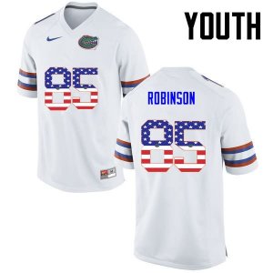 Youth Florida Gators #85 James Robinson NCAA Nike White USA Flag Fashion Authentic Stitched College Football Jersey TZW5262BO